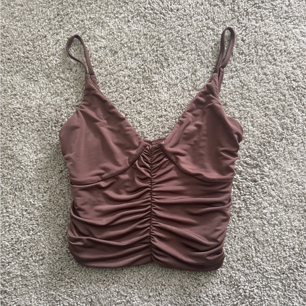 I.AM.GIA Ruched V-Neck Cami in Brown